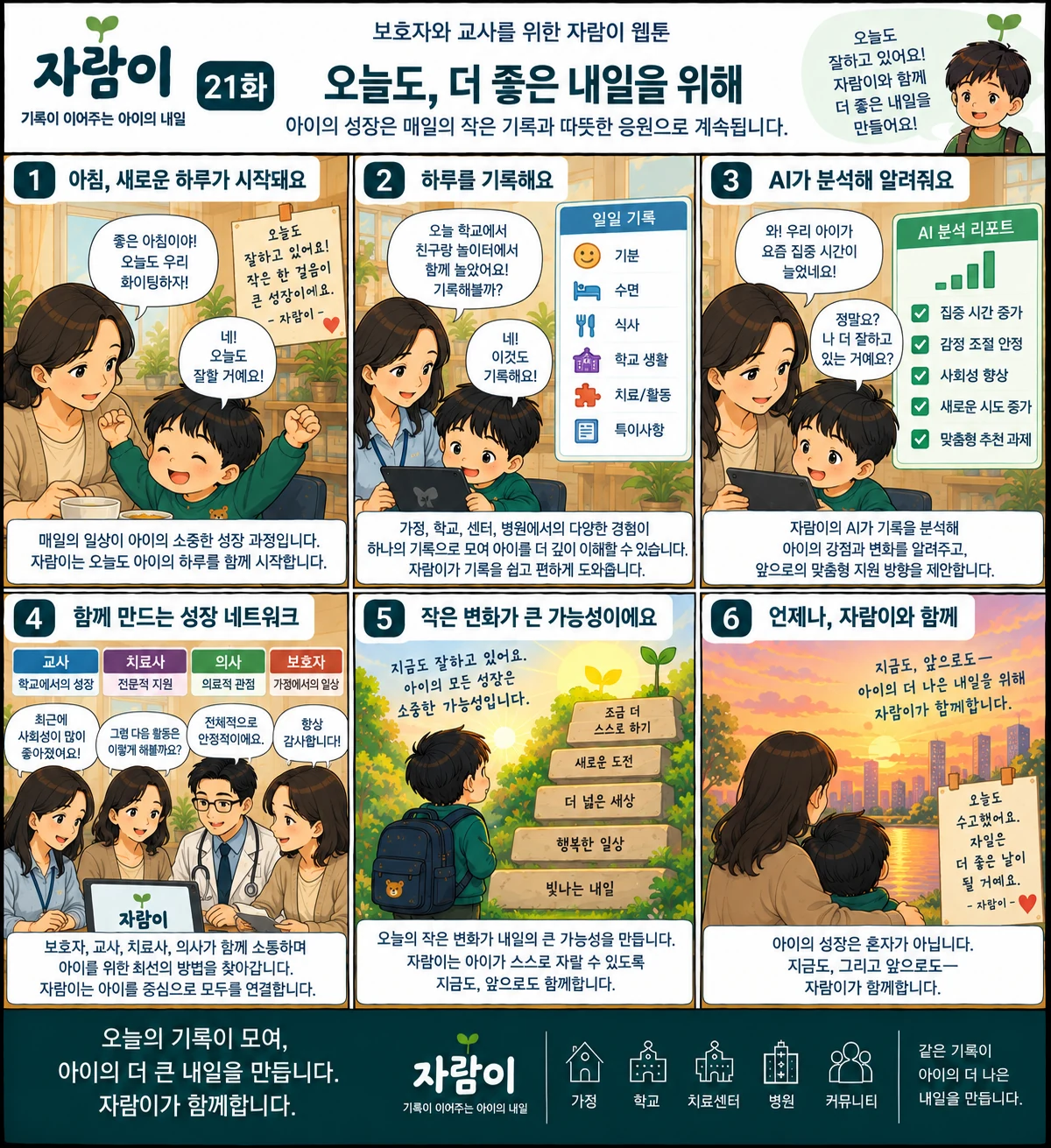 자람이 21화 오늘도, 더 좋은 내일을 위해. 장면 요약은 아래 글로 읽는 이야기에 있습니다.